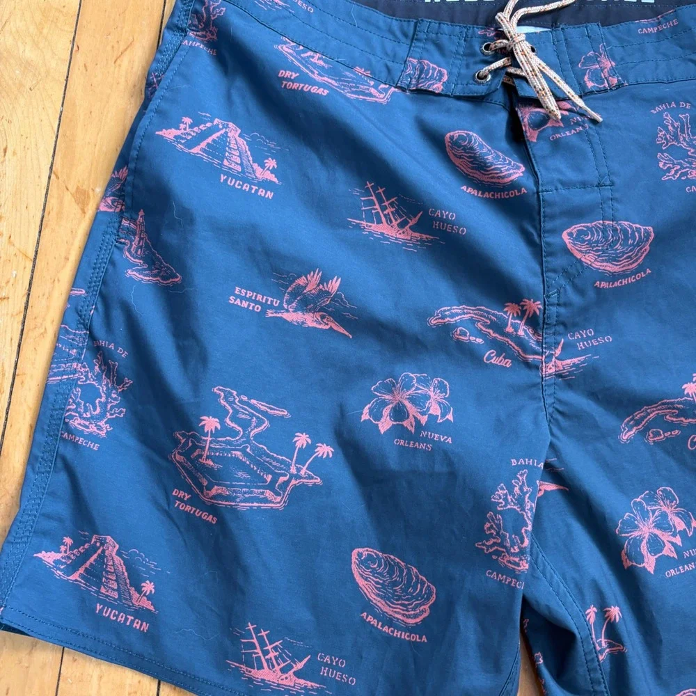 Howler Bros Buchannon Board Shorts Mens 36 Gulf Destinations Print Beach Swim